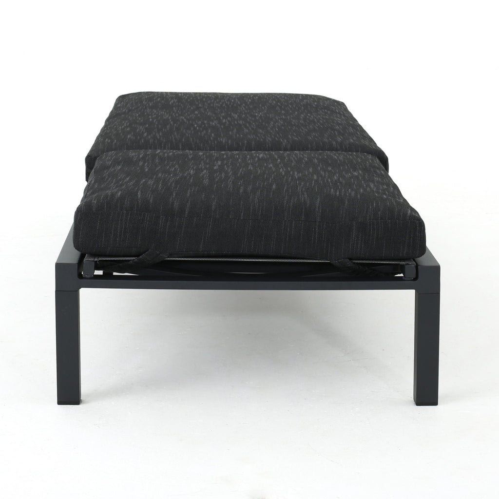 Modern Chaise Lounge with Water-Resistant Cushions - Dark Gray