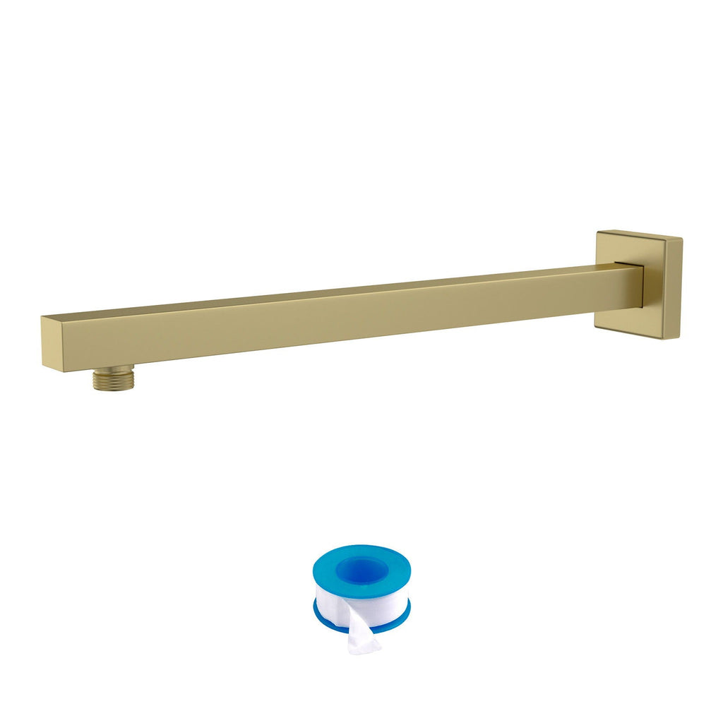 Wall Mounted Shower Arm with Flange – 16" Stainless Steel - Gold, Black, Gray