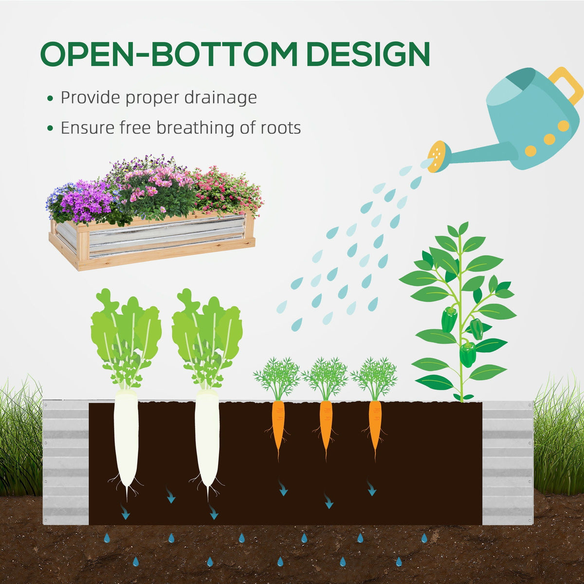 Raised Garden Bed with Polycarbonate Greenhouse - Natural