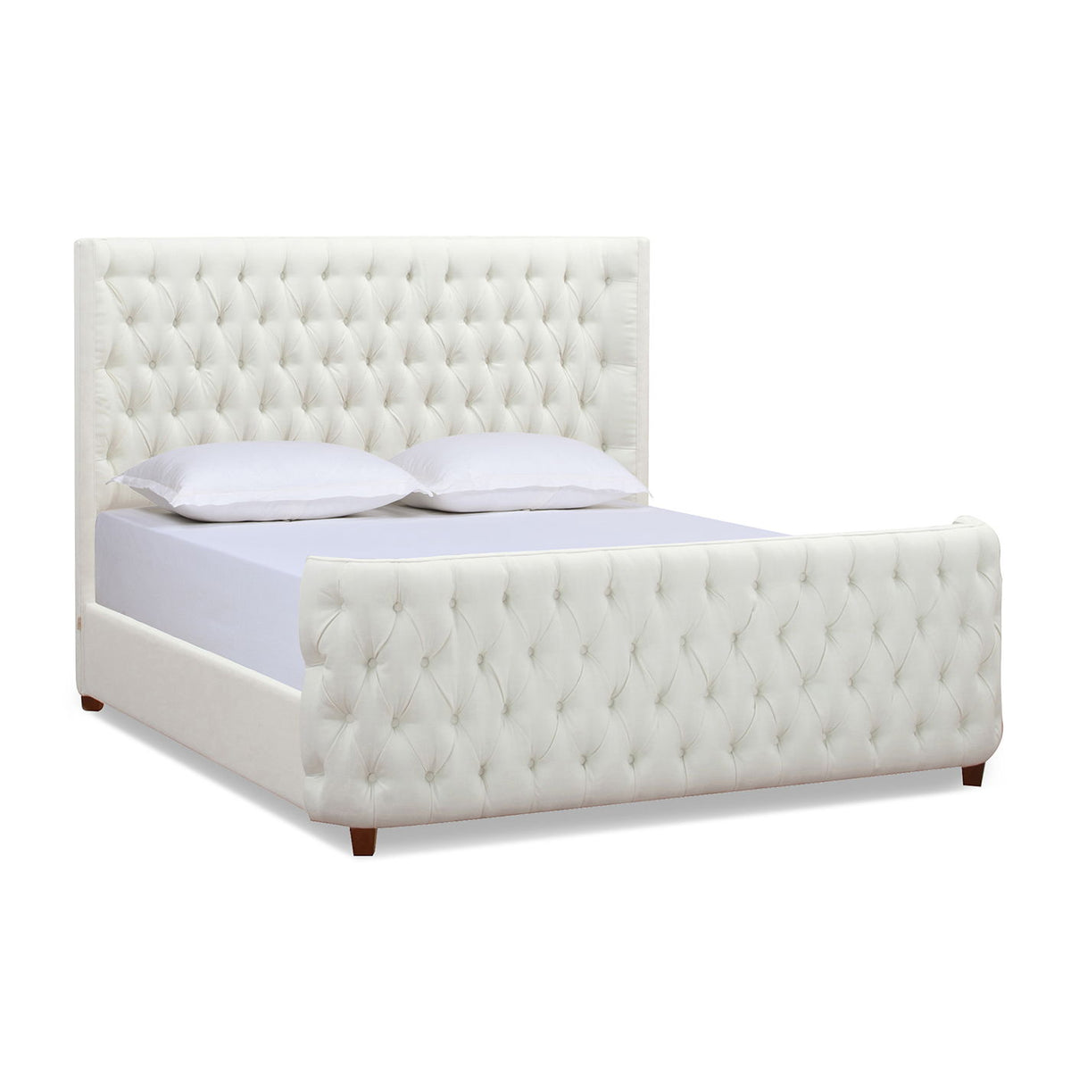 Tufted Panel Bed with Wingback Headboard and Footboard - Multiple Colors