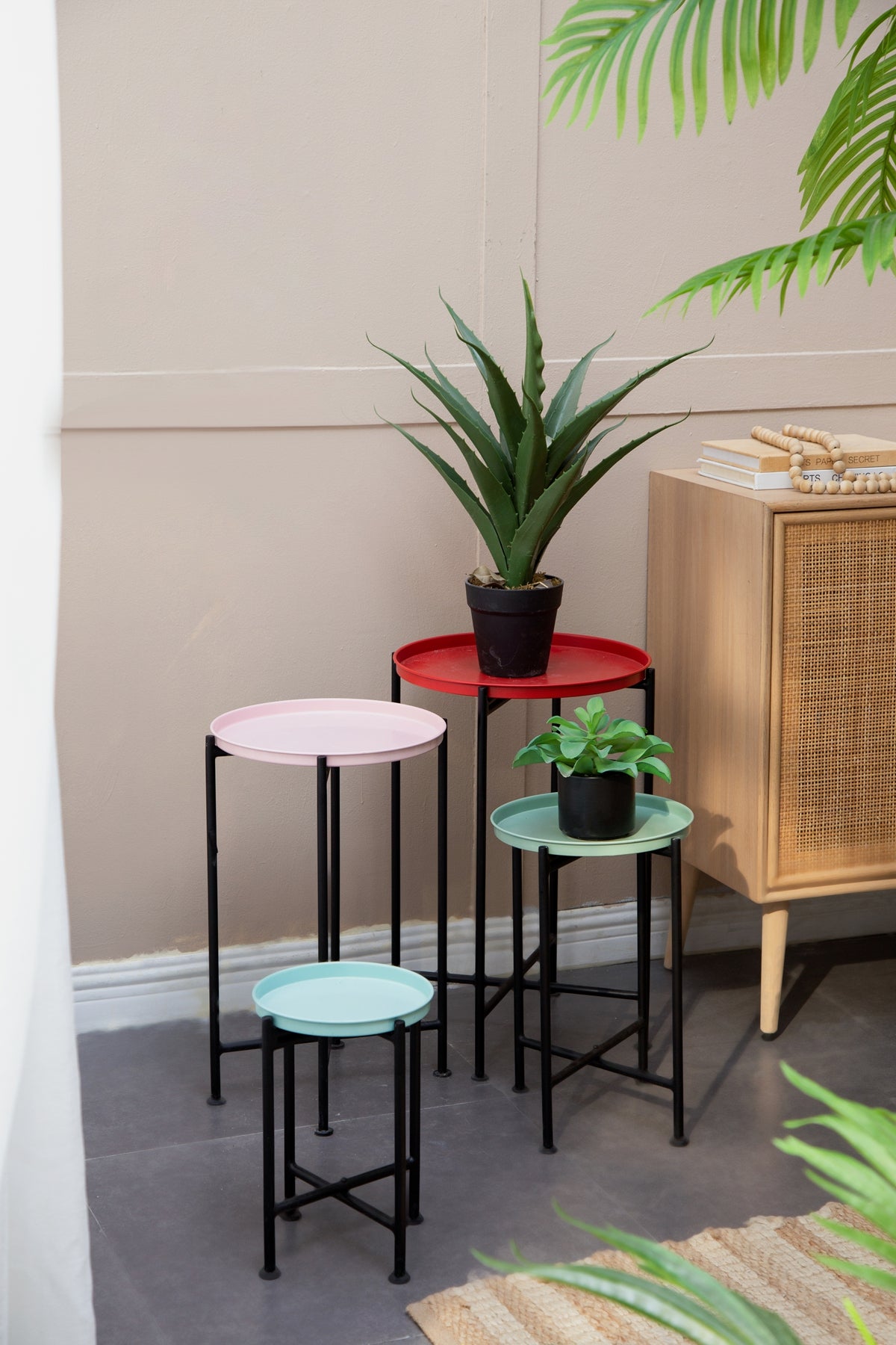Multicolor Round Nesting Plant Stands Set of 4 with Versatile Design