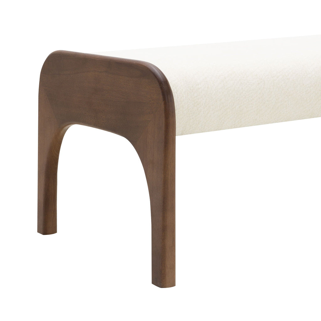 Modern Upholstered Long Bench with Plush Cushion - Beige or Dark Green