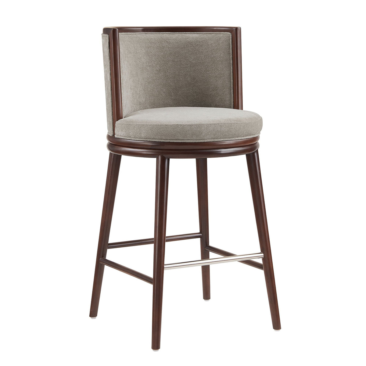 Evalyn Dove Barstool with Stainless Steel Footrest - Griege