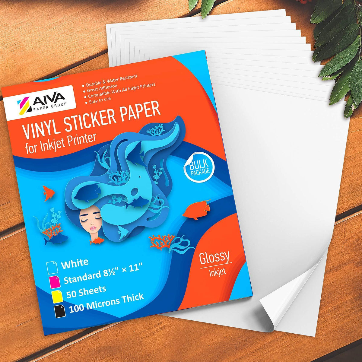 Printable Vinyl Sticker Paper Waterproof Decal Paper for Inkjet Printer 50 Sheet