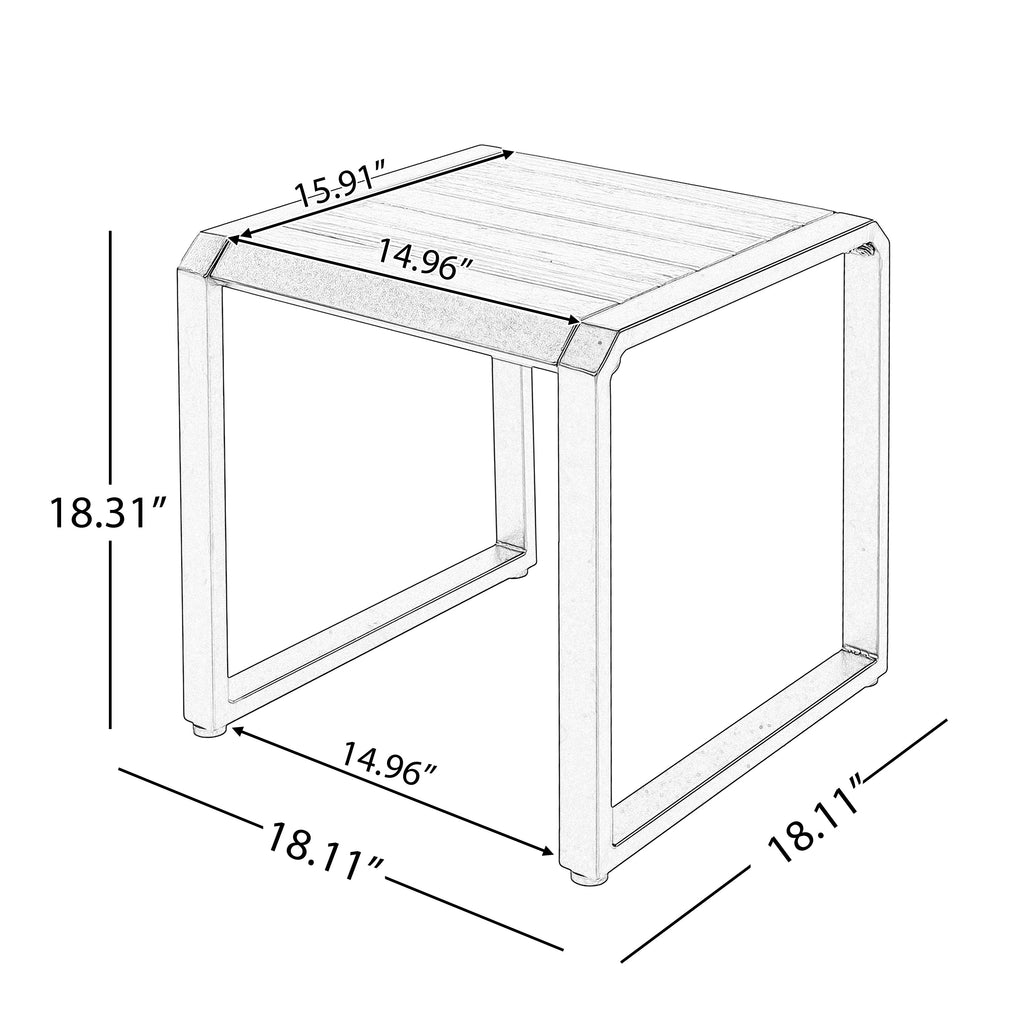 Outdoor Side Table with Teak Wood Top – Acacia & Iron Frame