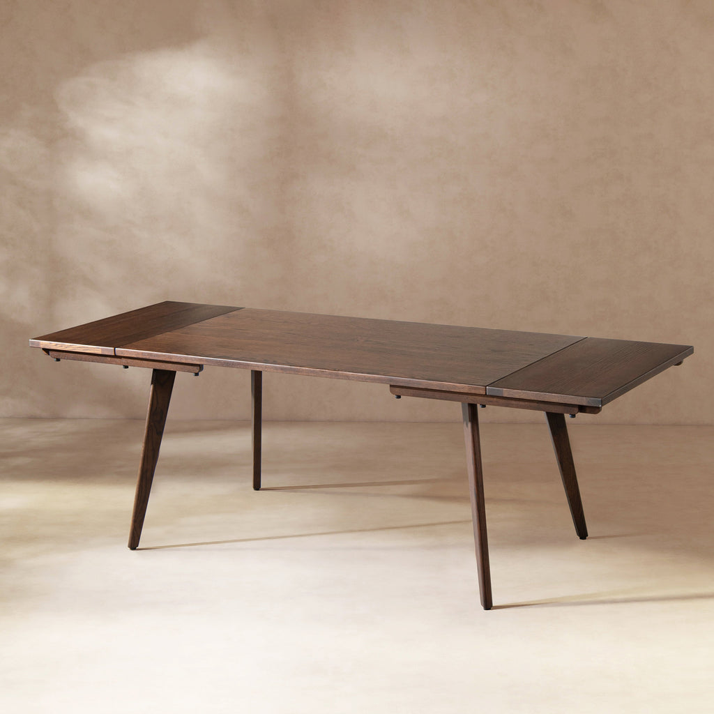 Solid Red Oak Dining Table with Extending Leaves - Capri 59-90.5"