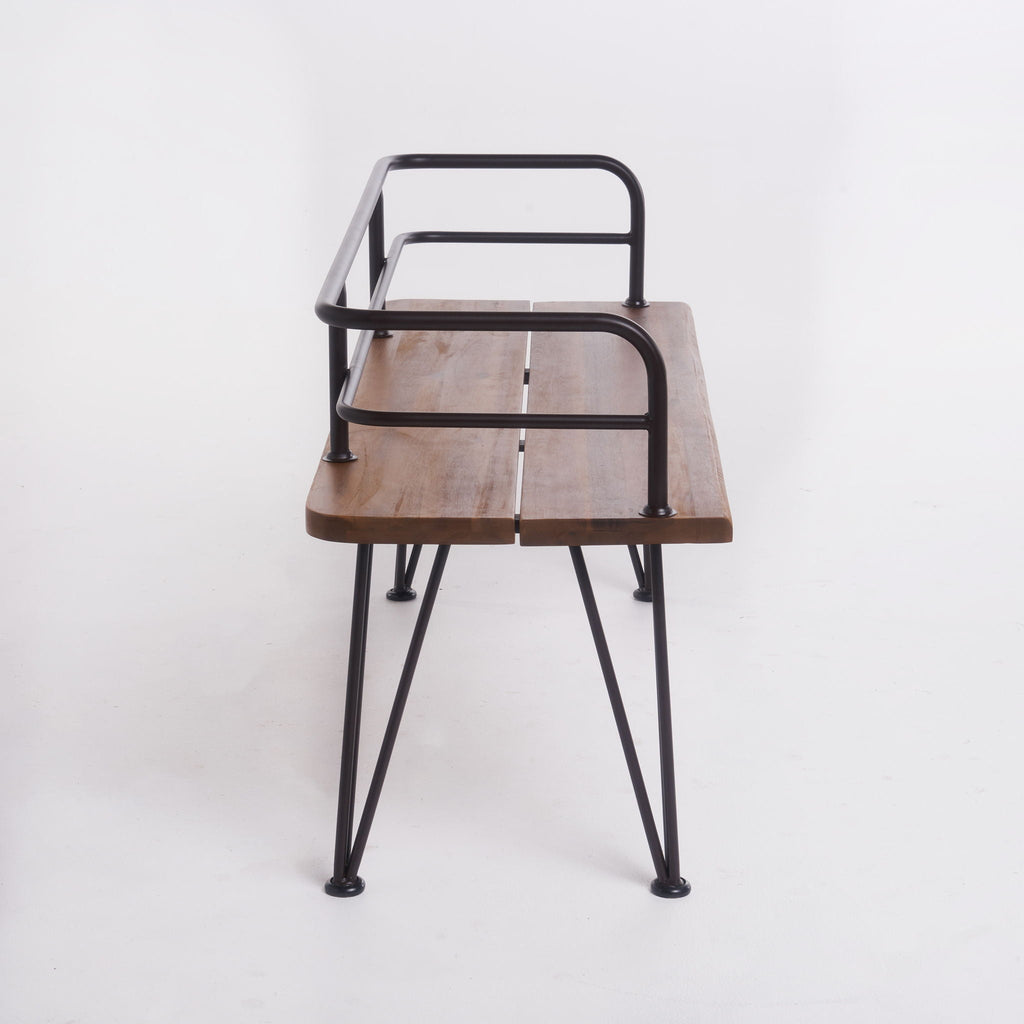 Teak Outdoor Bench with Powder Coated Iron Frame – Teak
