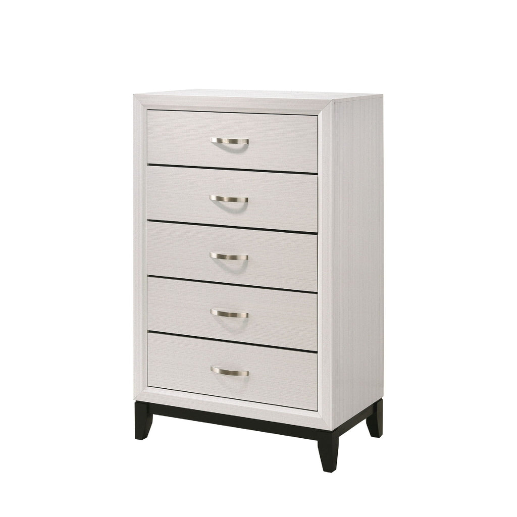 Contemporary 5 Drawer Tall Chest with Ample Storage - White or Dark Gray