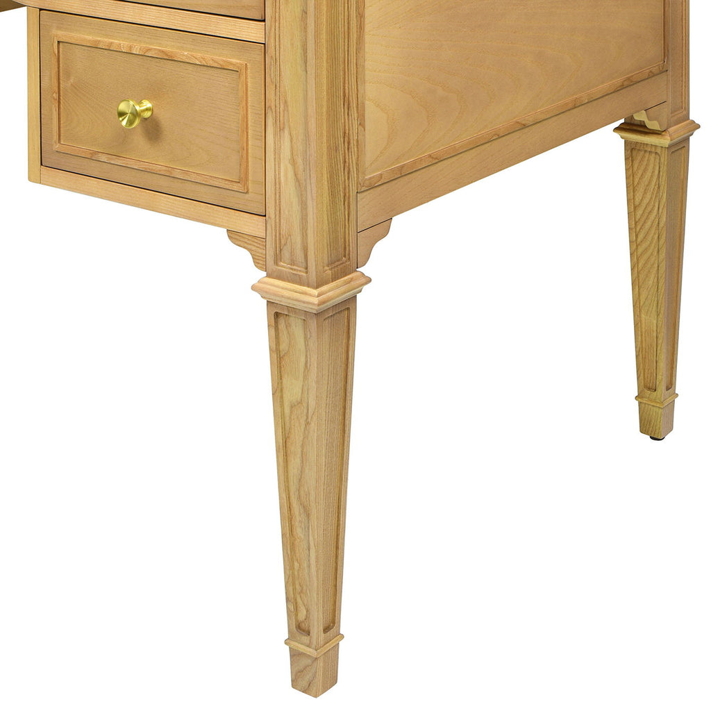 Dauphin 5 Drawer Executive Desk with Solid Rubber Hardwood - Gray or Light Brown