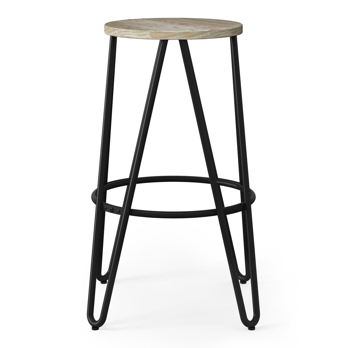 Multifunctional Metal Counter Height Stool with Solid Wood Seat - Dark Brown or Beige