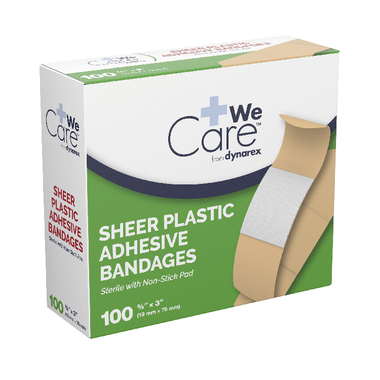 (Case) DynaSafety Sterile Sheer Plastic Adhesive Bandages – Multiple Sizes & Case Packs