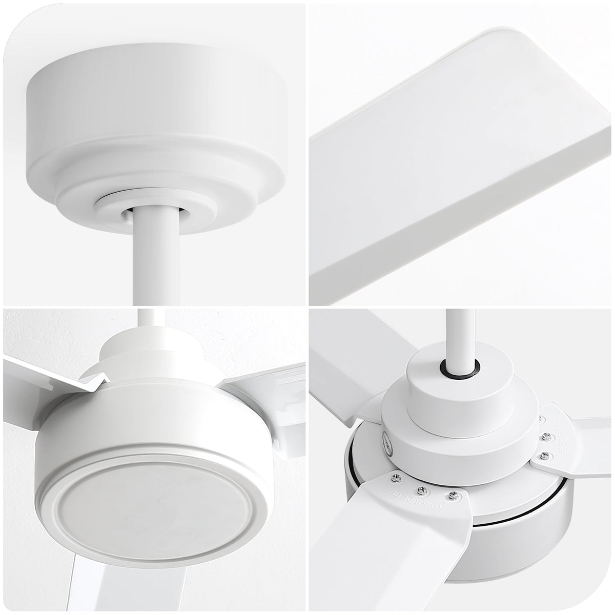 52" Ceiling Fan Without Light with Remote Control and Reversible DC Motor - White