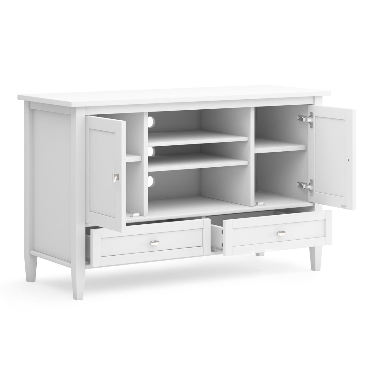 Transitional Style TV Media Stand with Storage - Light Brown, Dark Brown, White