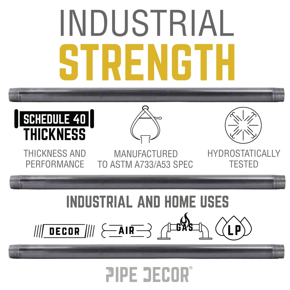 2 in. x 12 in. Black Pipe