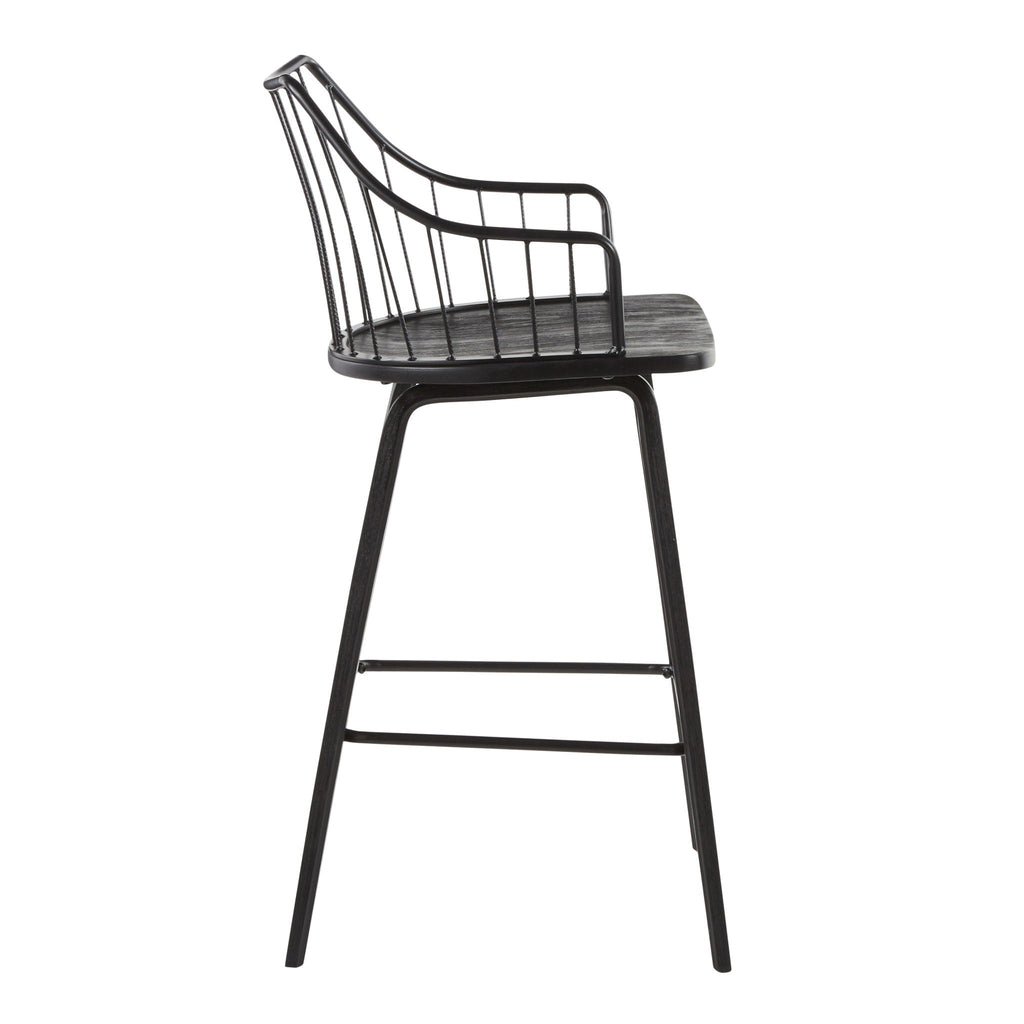 Farmhouse Counter Stool with Metal Spindle Back - Beige or Black