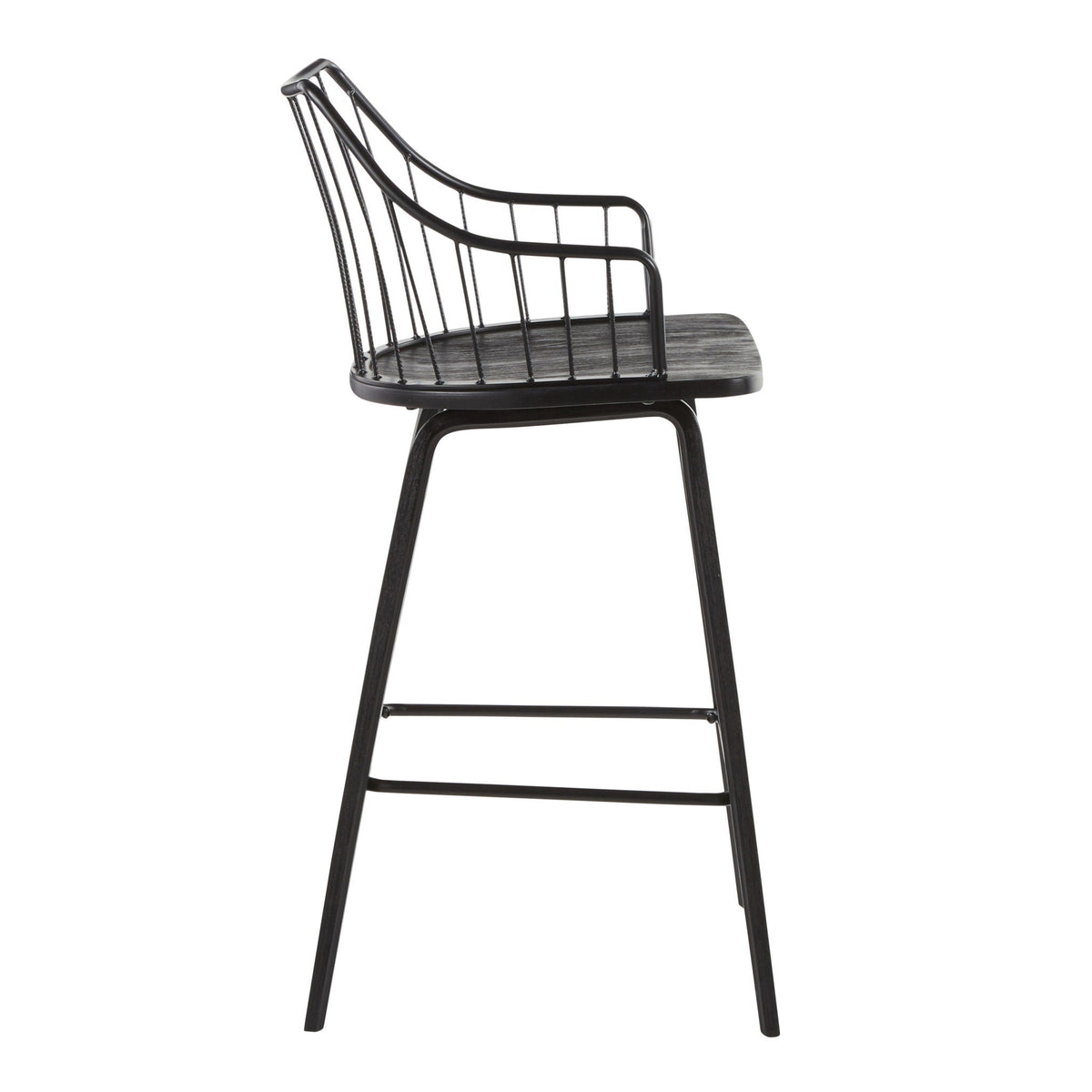 Farmhouse Counter Stool with Metal Spindle Back - Beige or Black