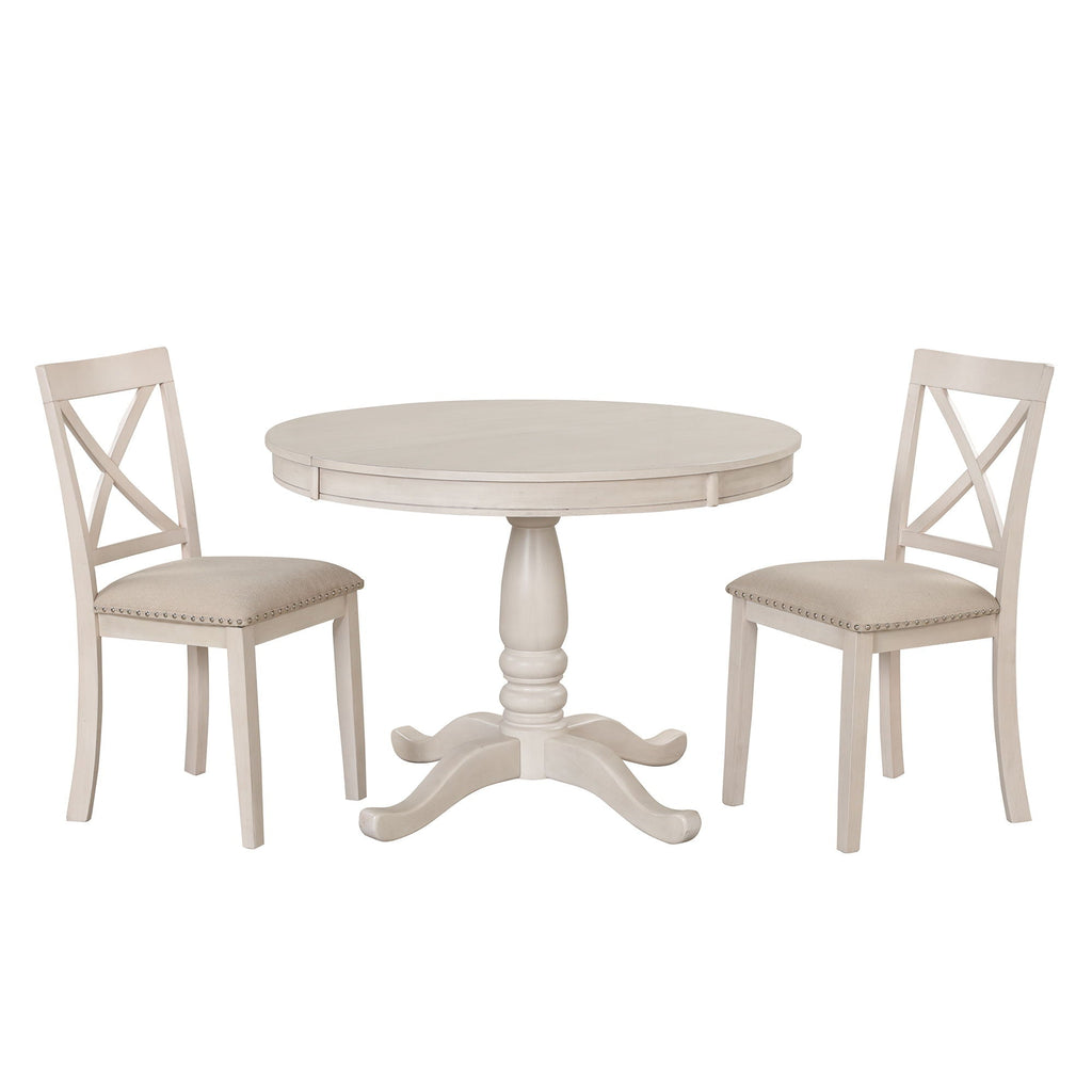 Modern Dining Table Set for 4 with Curved Back Chairs - Beige or Light Brown