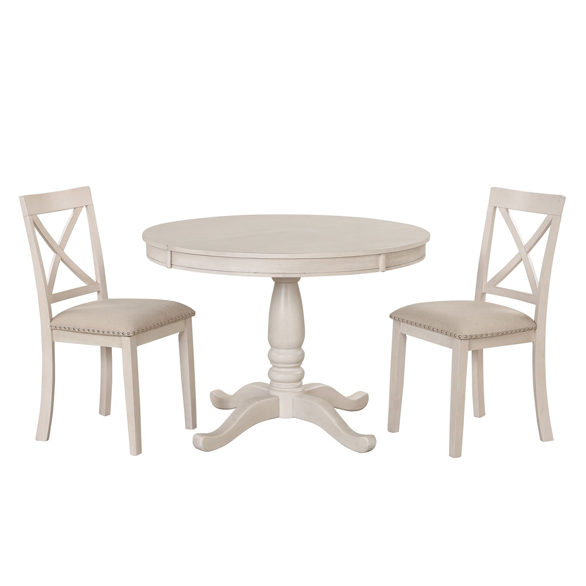 Modern Dining Table Set for 4 with Curved Back Chairs - Beige or Light Brown