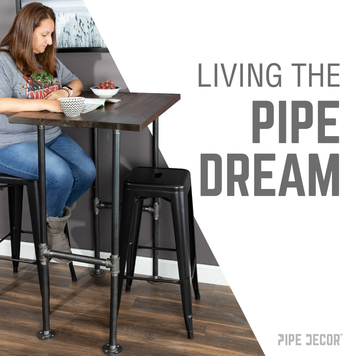 H-Leg Bar Height Pipe Table Legs (Set of 2)