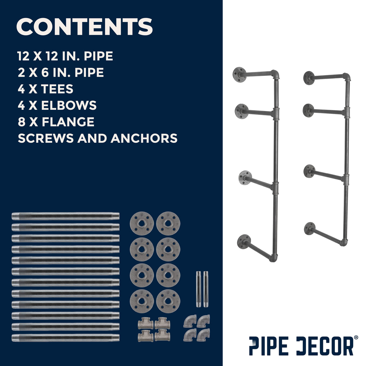 3 -Tier Wall Mounted Shelf By PIPE DECOR
