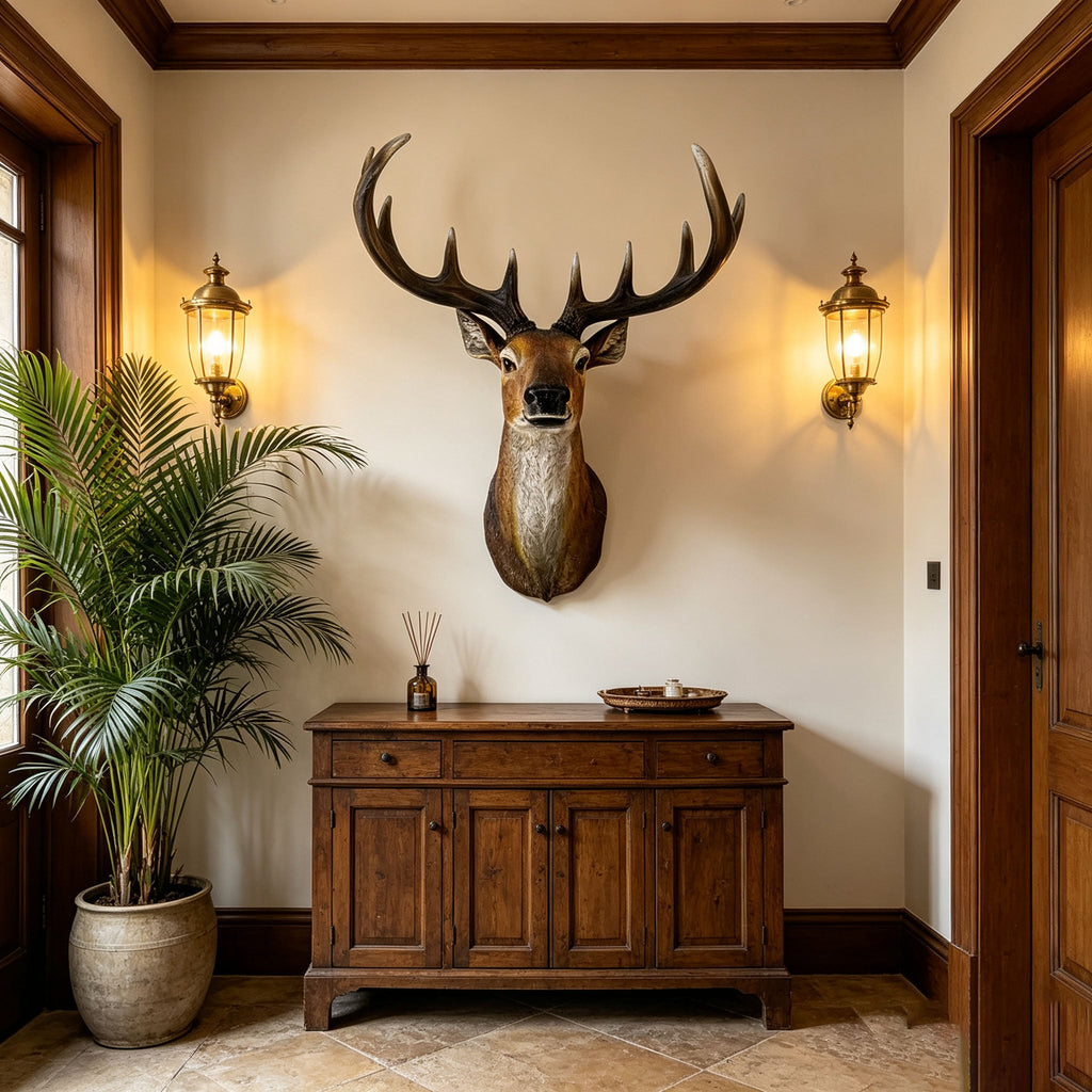 14.57" Wide Stag Head Wall Mount with Realistic Detail - Rustic Resin