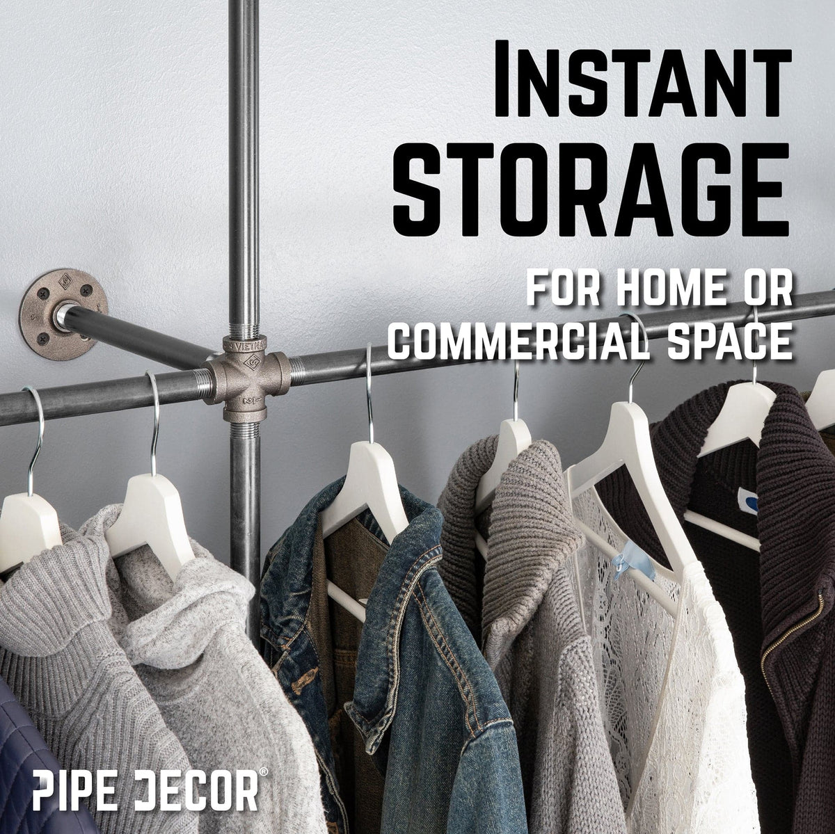 115 in. Wall Mounted Clothing Rack, Triple