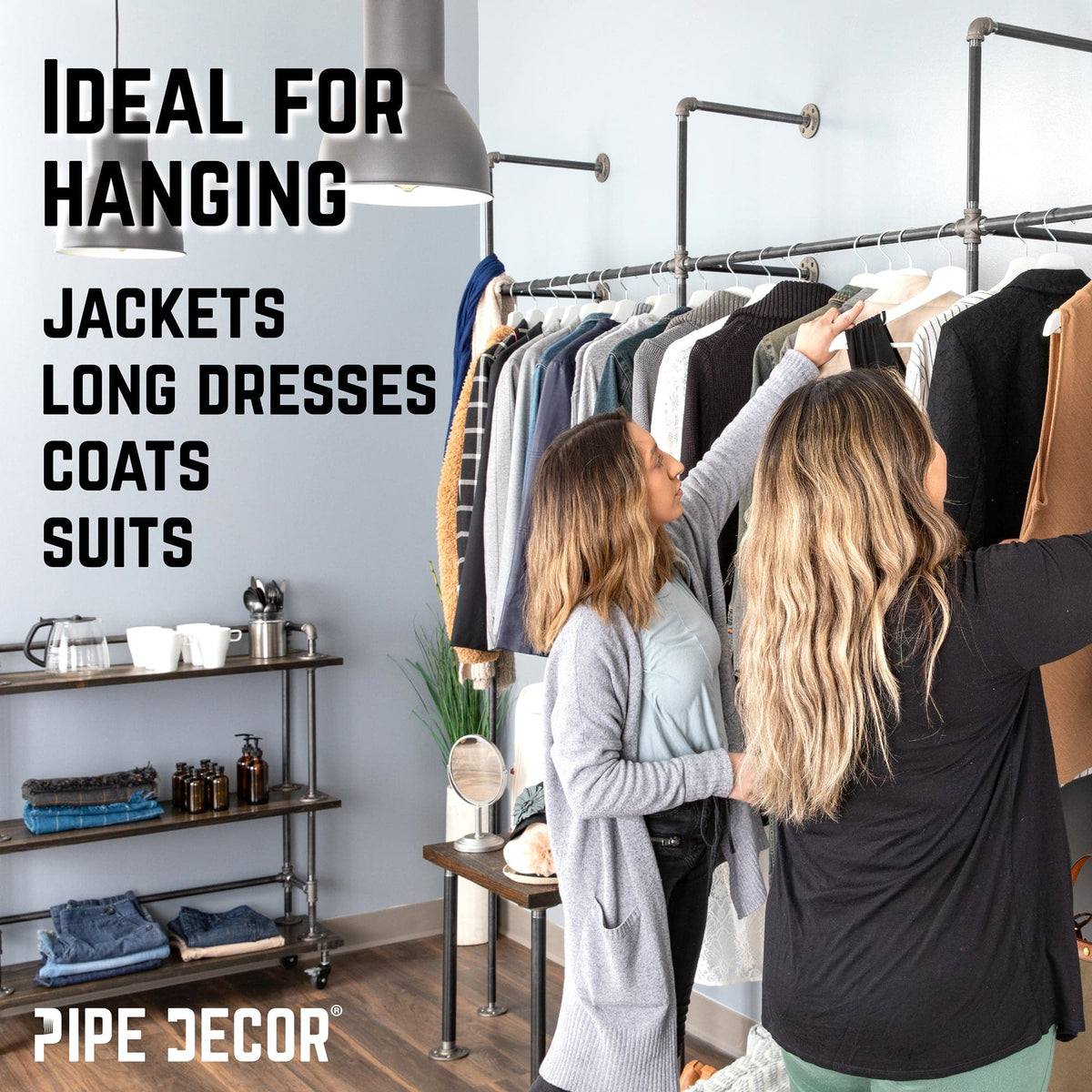 115 in. Wall Mounted Clothing Rack, Triple