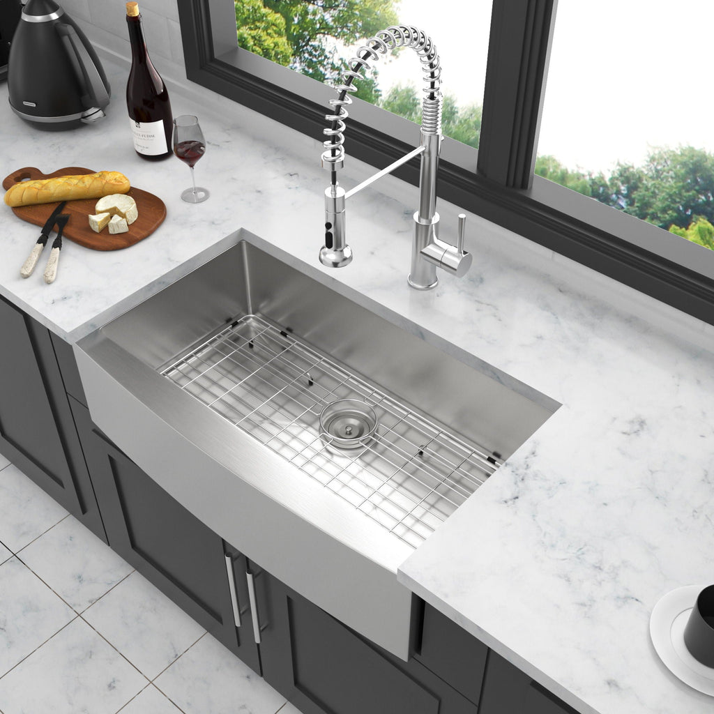 Farmhouse Kitchen Sink Stainless Steel Apron Front with Deep Single Bowl - Gray