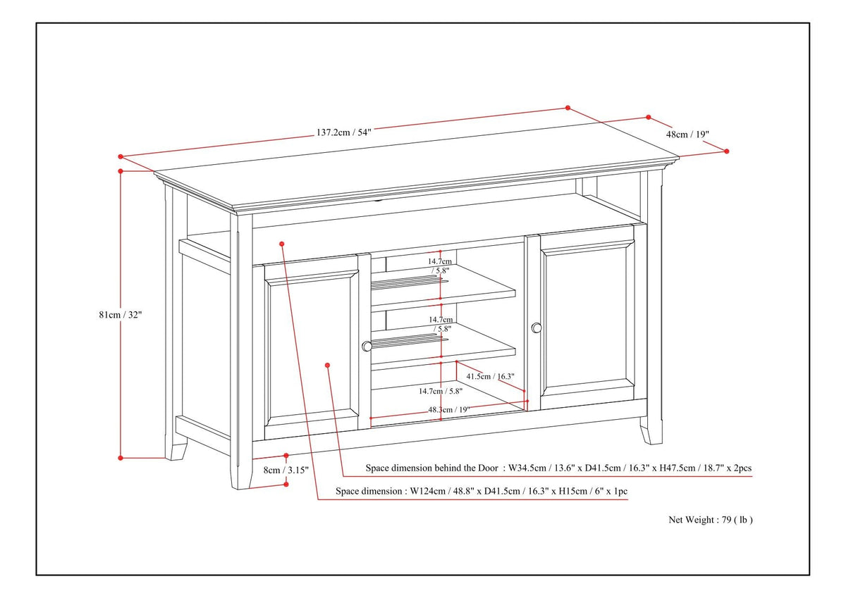 Amherst - TV Media Stand, Handcrafted