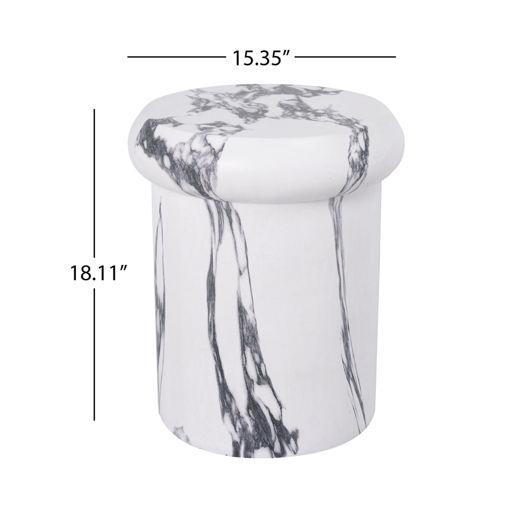 Sculptural MGO Side Table with Weather-Resistant Finish - 18.11"H