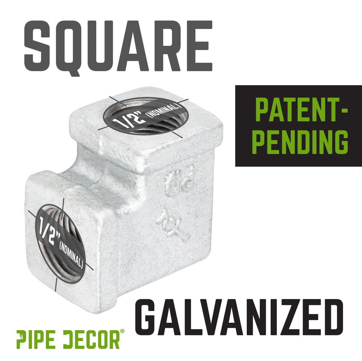 1/2 in. Galvanized Square 90 Degree Elbow