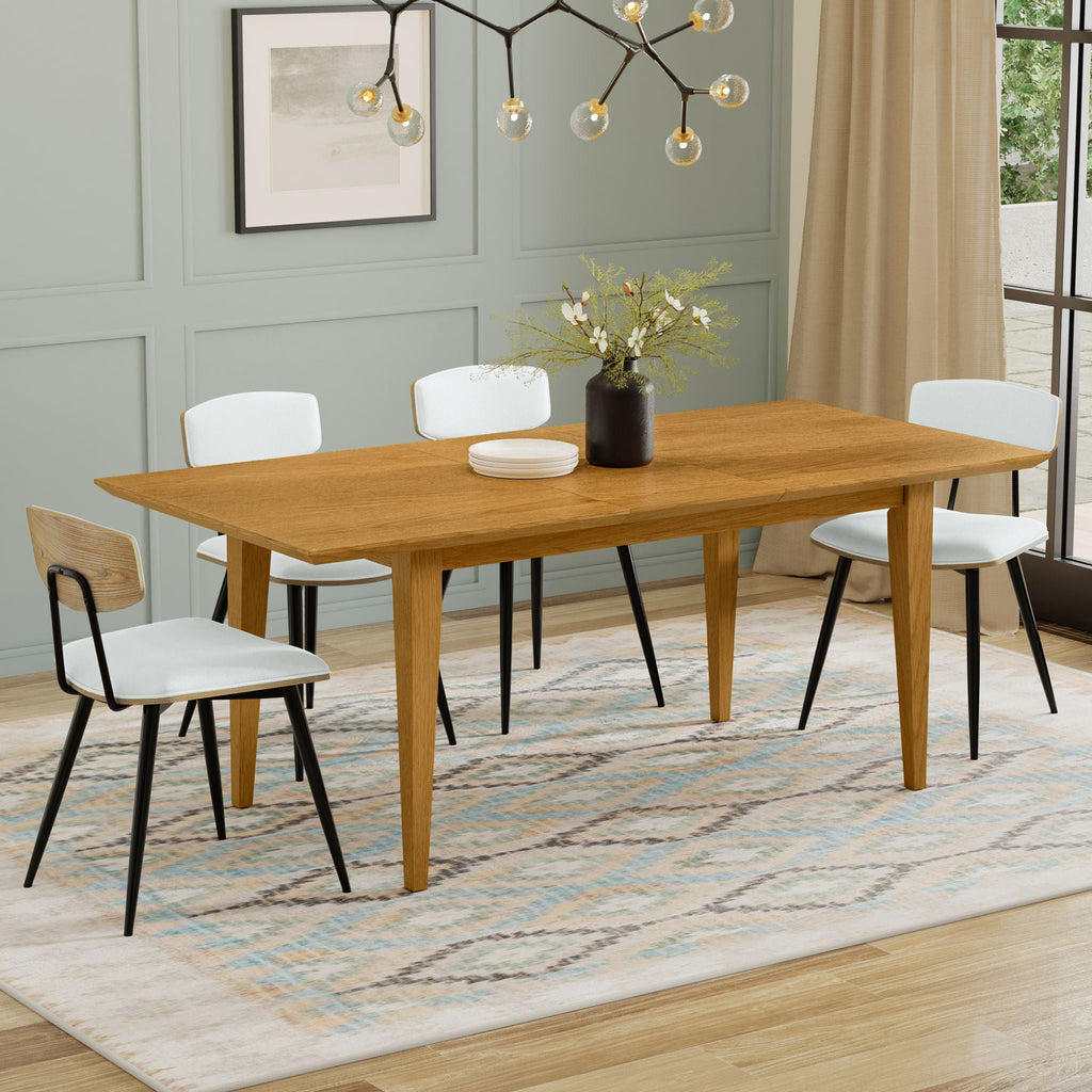 Contemporary Dining Table with Solid Oak Veneer - Light or Dark Brown