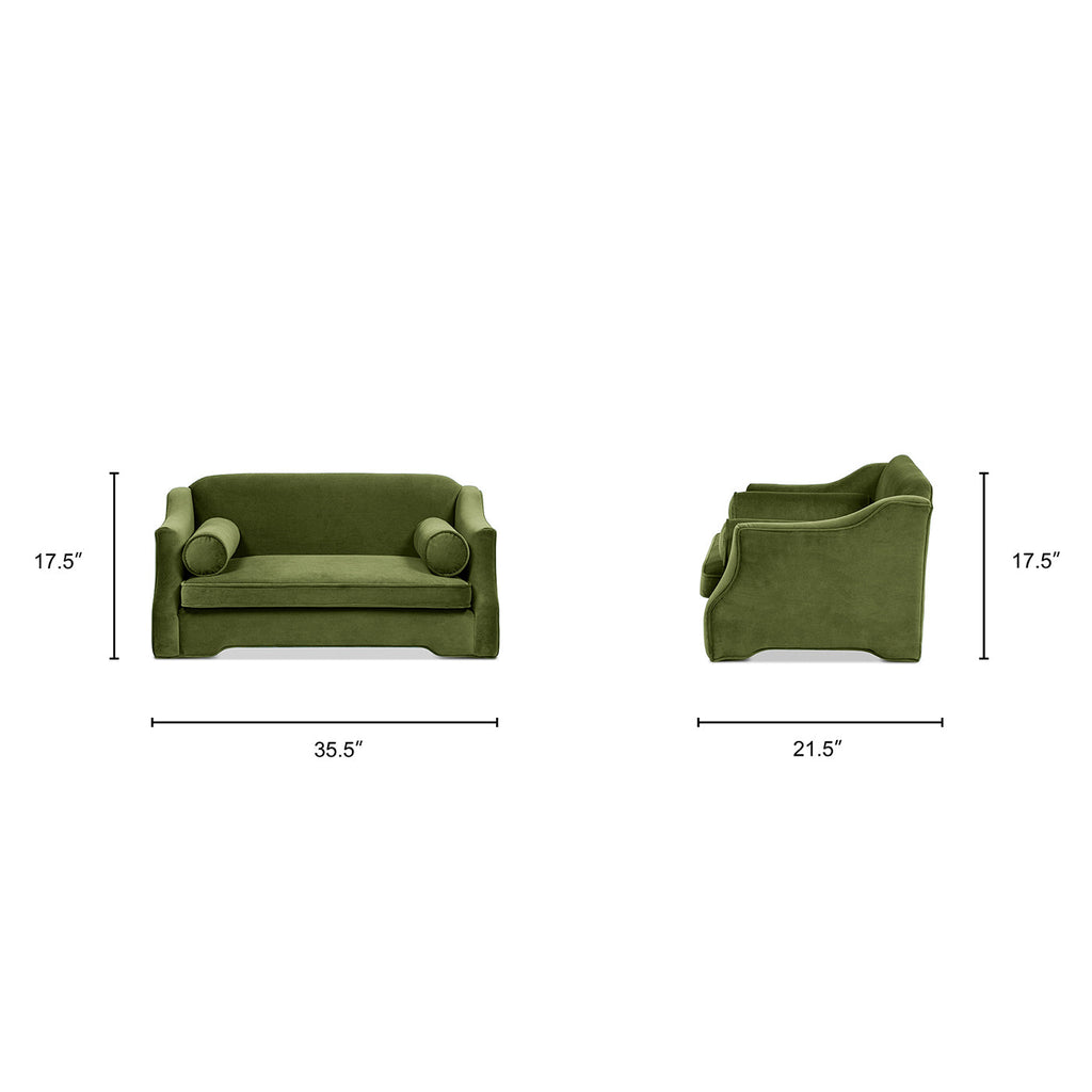 Paloma 35.5" Dog Sofa Bed with Supportive Curved Arms - Olive