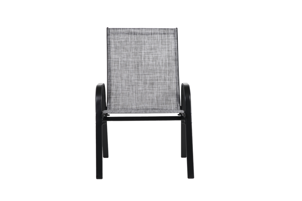Breathable Textilene Patio Chairs with High Backrest - Grey (8 Piece Set)