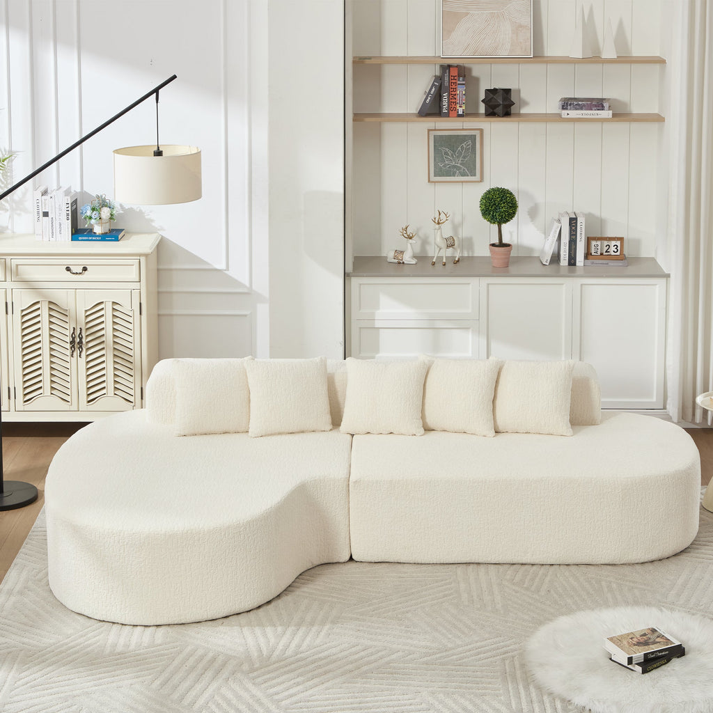 Boneless Sectional Sofa with Pillows - White
