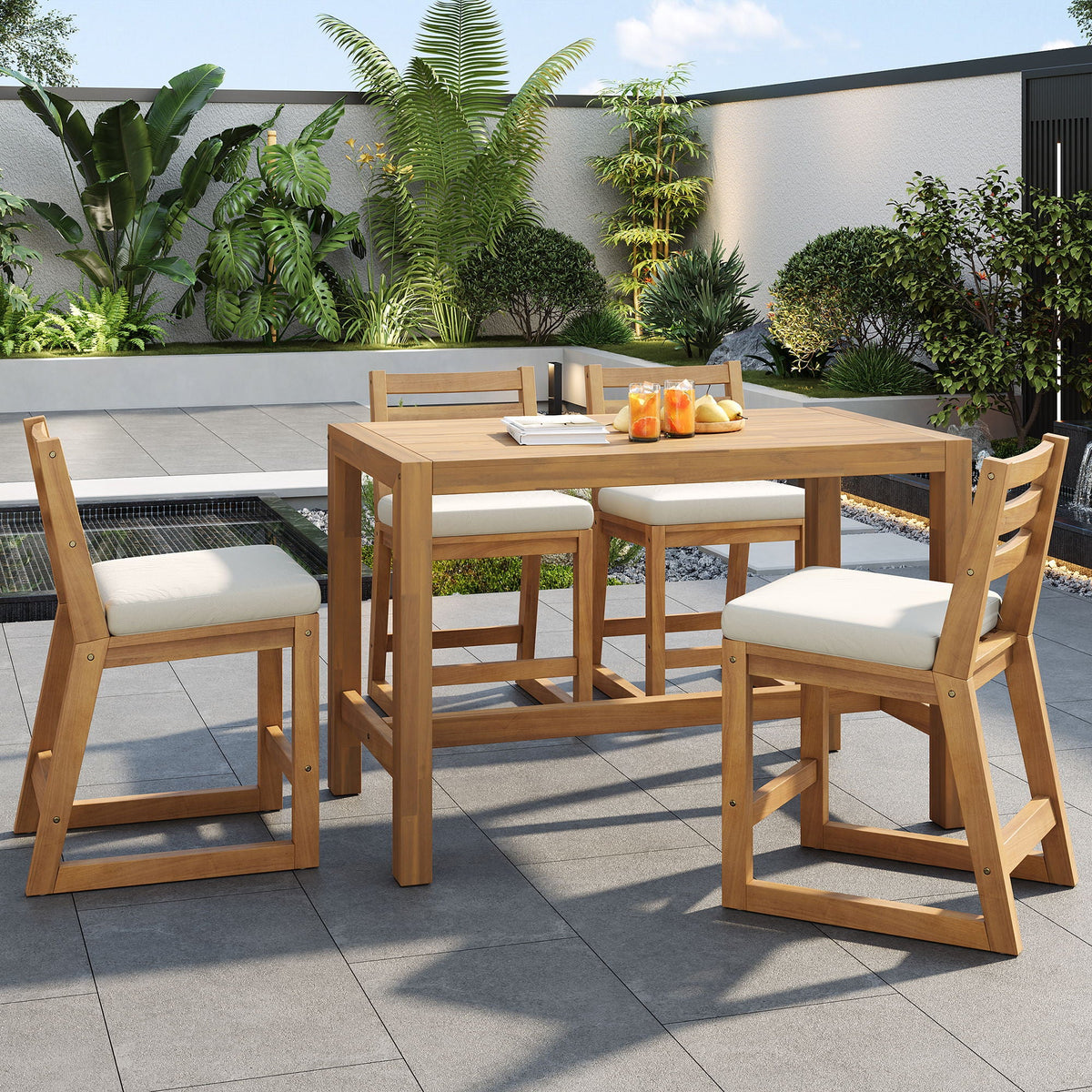 Patio Bar Set with Ergonomic Chairs - Light Brown or Dark Brown