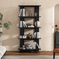 4-Tier Wooden Open Bookcase with Ebonized Finish - Acacia