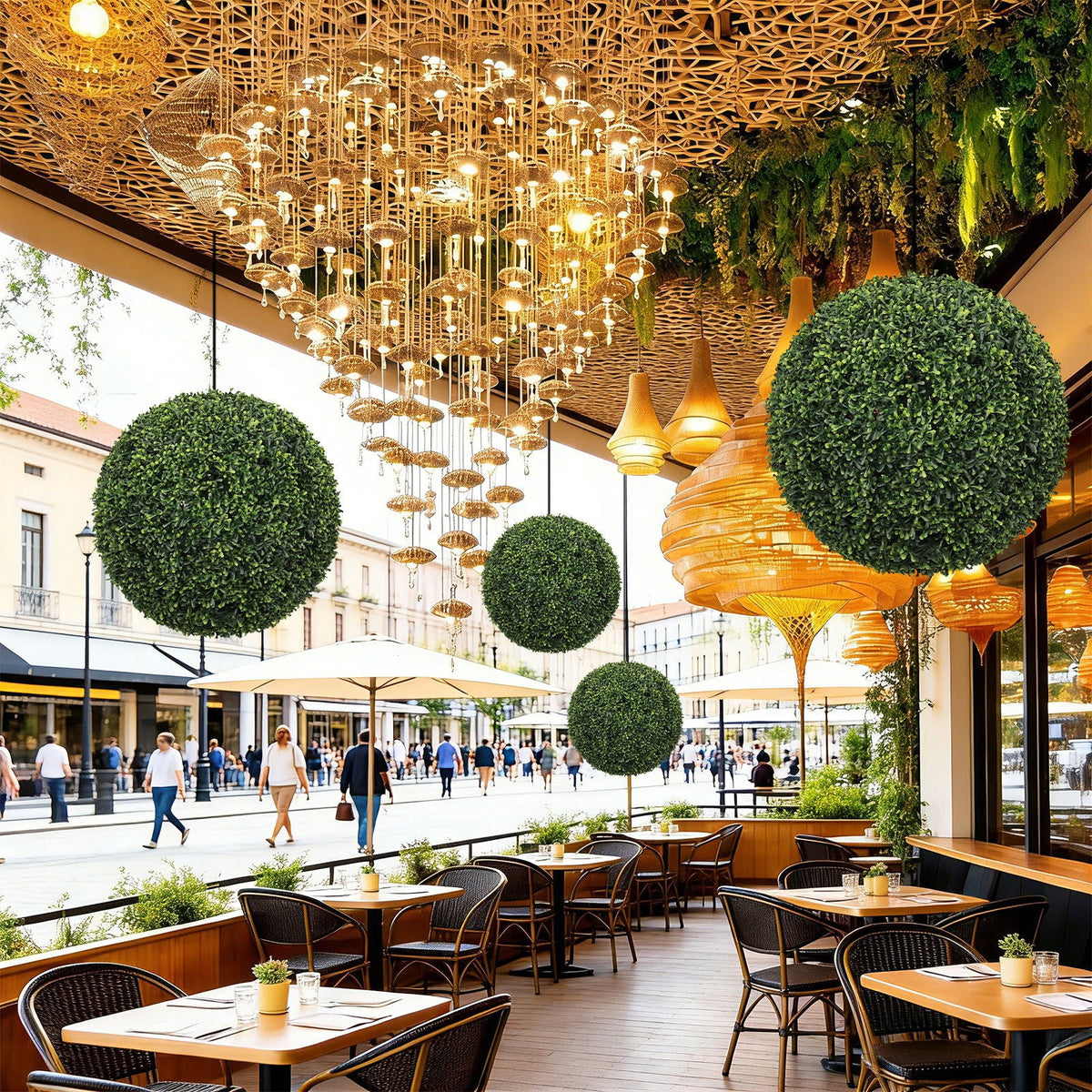 Artificial Topiary Balls with Lifelike Shape Retention - Green