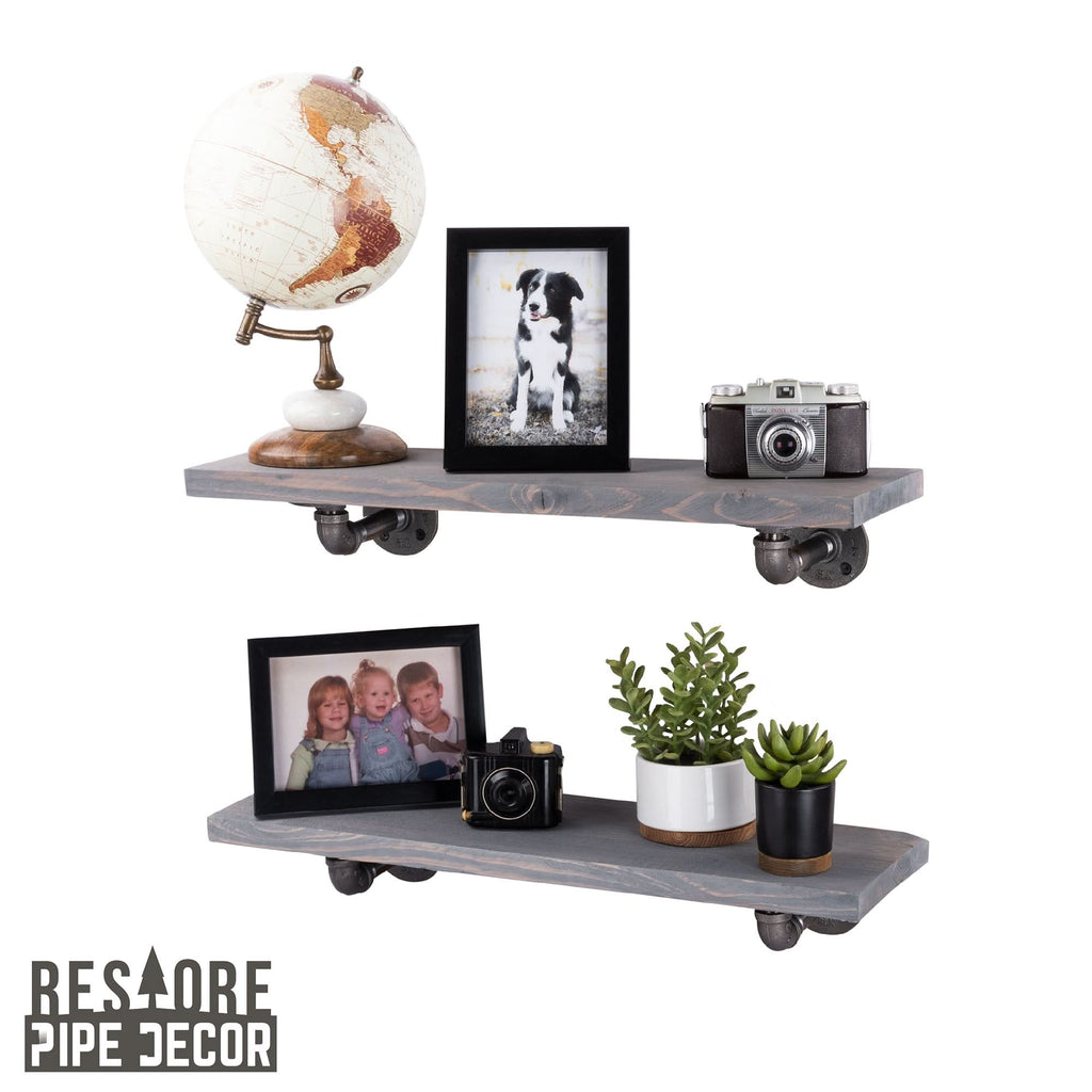 RESTORE Riverstone Grey 24 in. Shelves with L-Shaped Brackets
