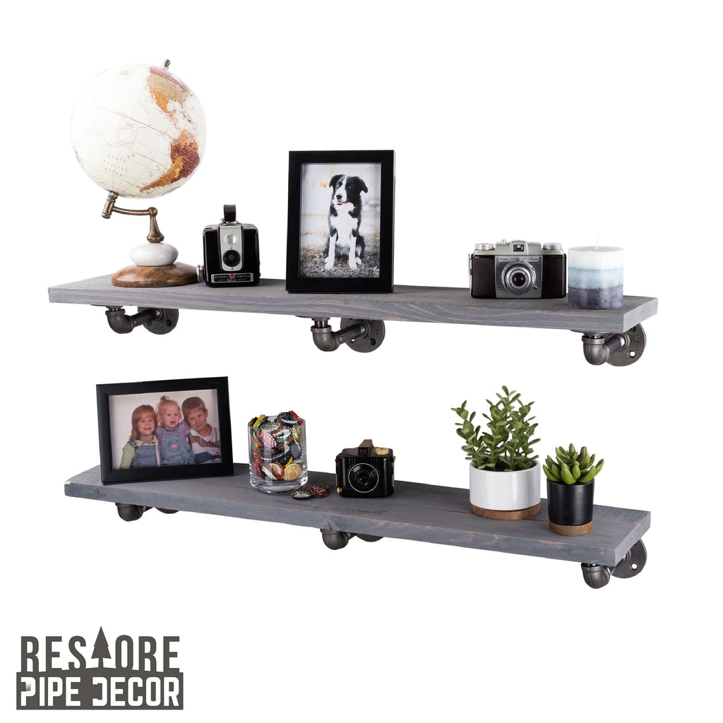 RESTORE Riverstone Grey 36 in. Shelves with L-Shaped Brackets