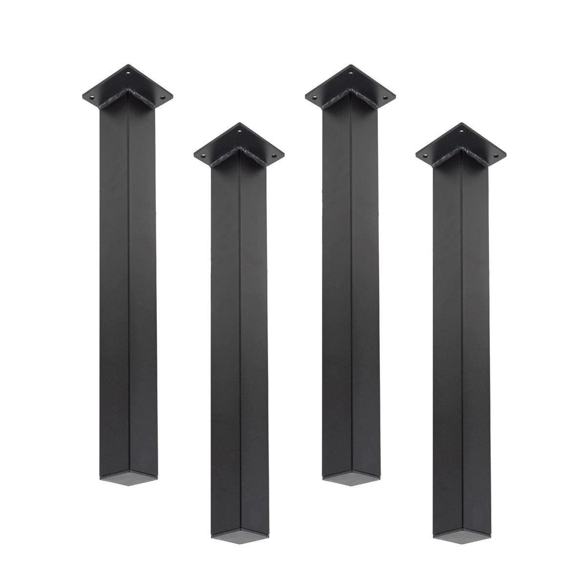 12 in. Skyline Matte Black Square Metal High-Rise Coffee Table Legs - 4 Pack