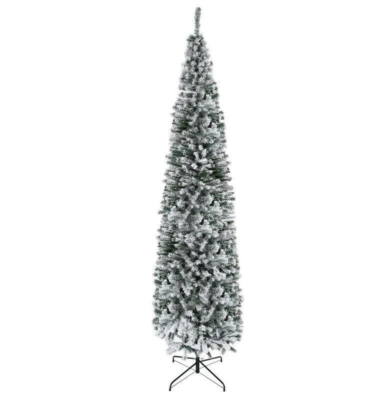 9ft Flocked Christmas Tree with Faux Snow - White