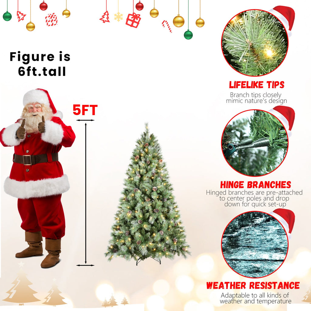 Premium 5FT Christmas Tree with 200 Warm Lights - Warm White