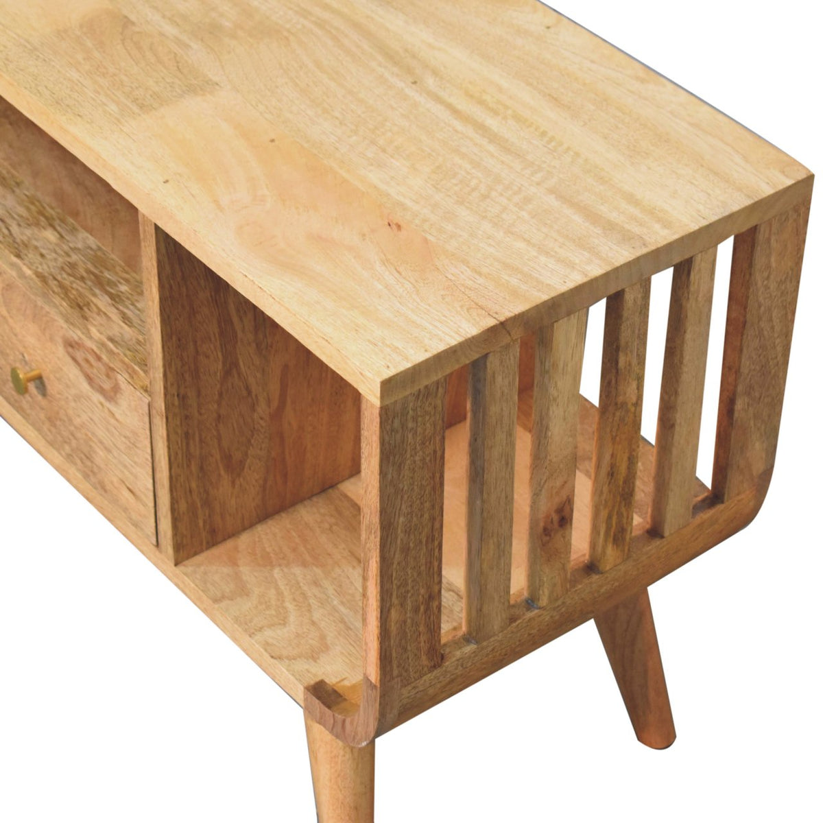 Solid Wood Nordic Media Unit with Ridged Design - Natural Oak