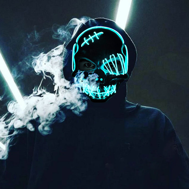 Halloween Scary One-Eyed Pirate Mask Cosplay Led Mask Adult Glowing Mask EL Wire Light Up For Halloween Festival Party Bar