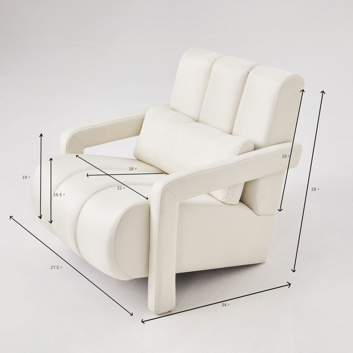 Modern Upholstered Accent Chair with Pillow - Fabric