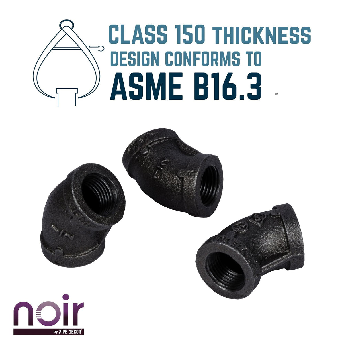 1/2 in. Prefinished Matte Black 45-Degree Elbow