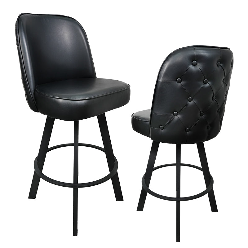 Commercial Grade Swivel Bar Stools with Button-Tufted Back – Set of 2