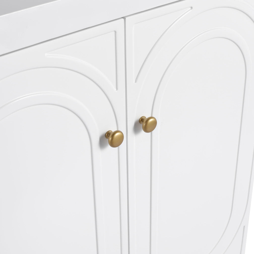 Modern Freestanding Bathroom Vanity with Soft Close Cabinet Doors - Pearl Silver, White, or Dark Green