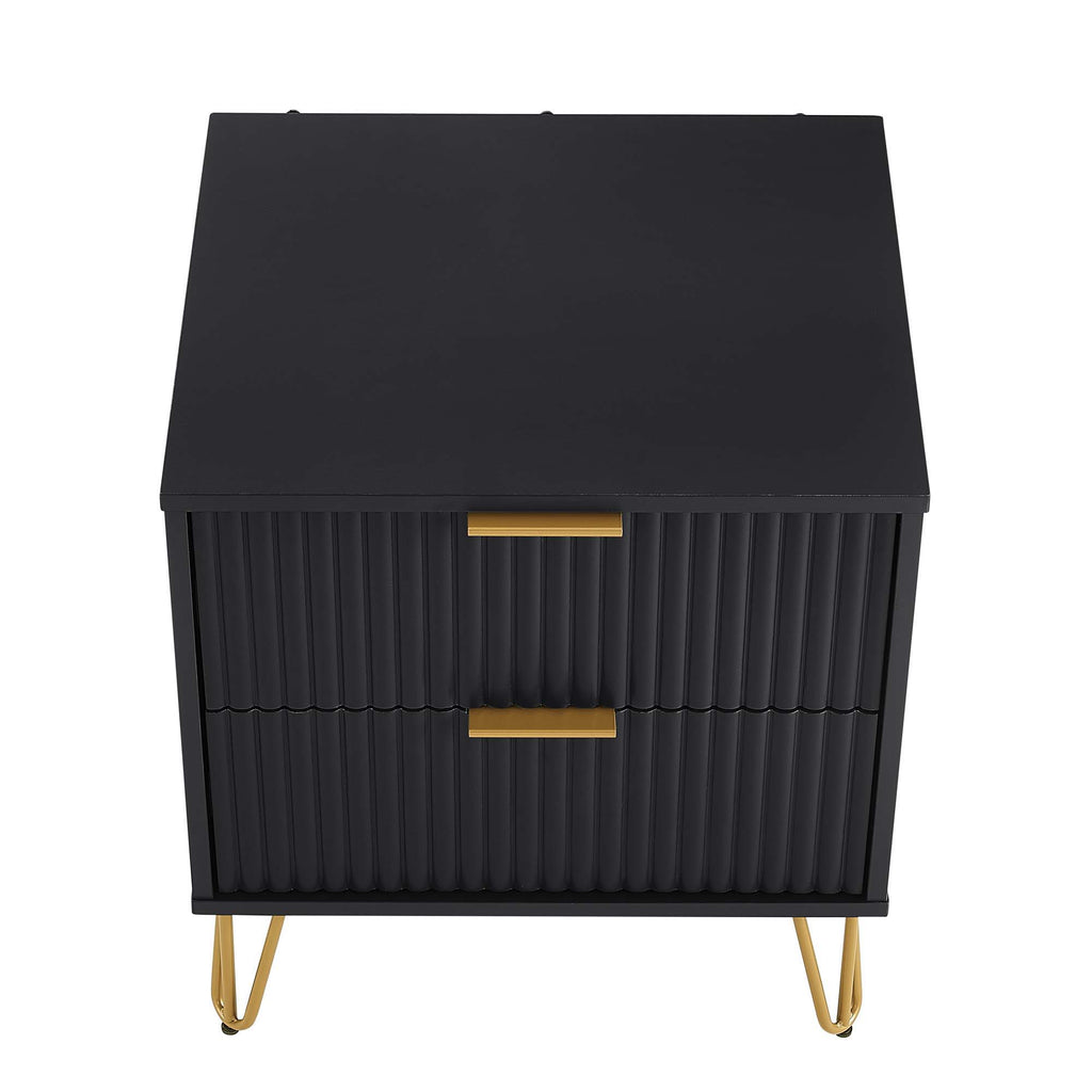 Dumbo Nightstand with 2 Drawers and Fluted Fronts – Multiple Colors
